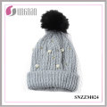 2016 Multicolor Pearl Rhinestone Ladies Elegant Mesh Knitted Wool Hats